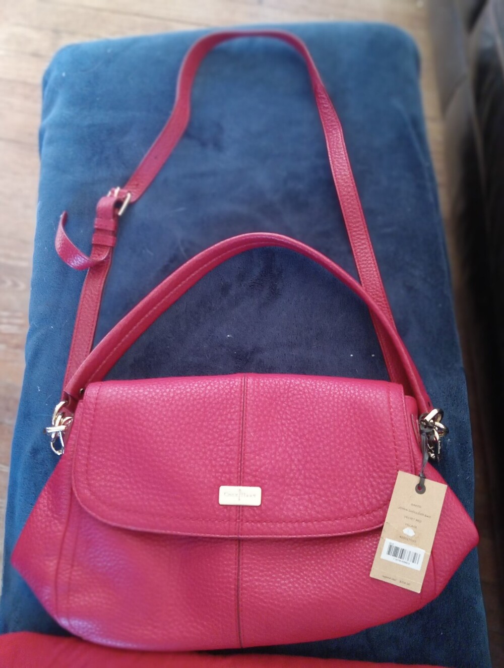 NWT Cole Haan Pink Red Pebbled Leather Convertible Crossbody Shoulder Bag